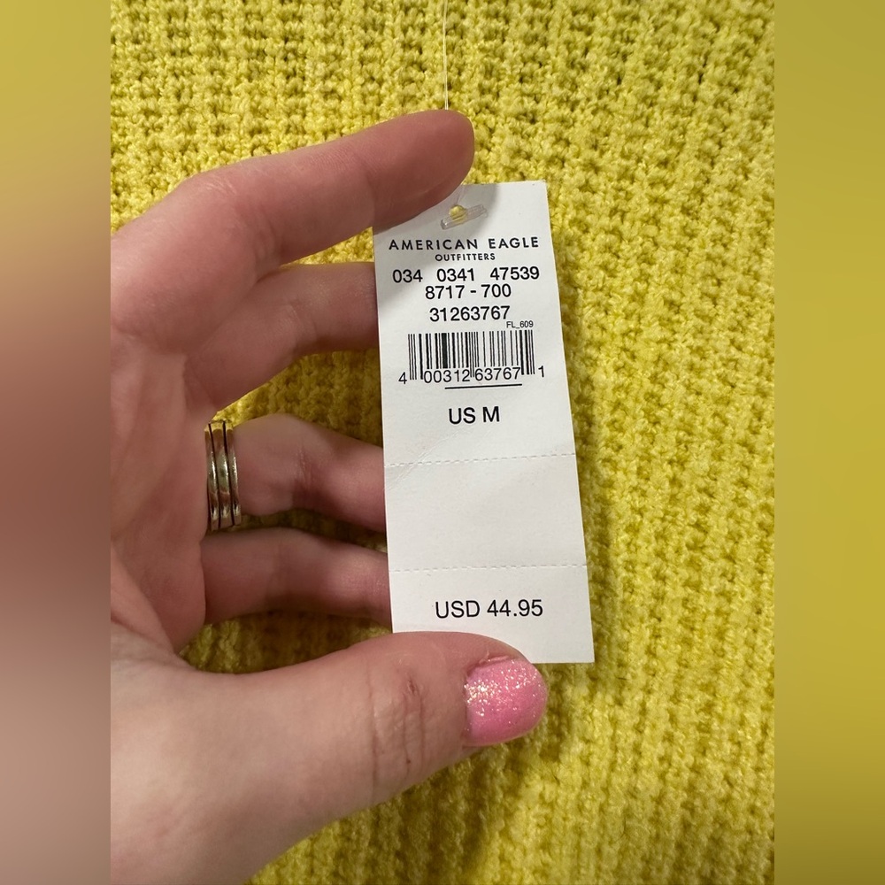 NWT American Eagle Yellow Soft Knit Hoodie - Picture 2 of 6